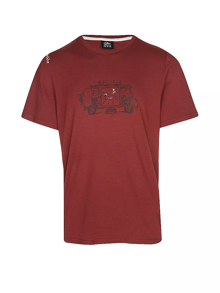 CHILLAZ | Maglietta da arrampicata da uomo Van Life | Rosso scuro