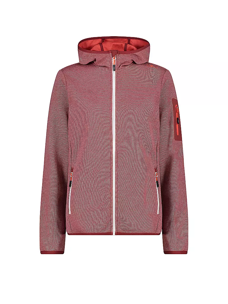 CMP | Damen Fleecejacke Jacquard Knitted Hoodie | Rosso scuro