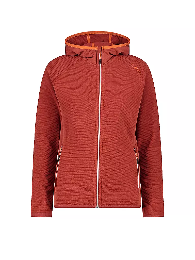 CMP | Damen Fleecejacke Stretch Hoodie | Rosso scuro