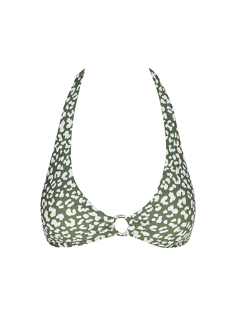 Top bikini da donna con allacciatura al collo oliva 40