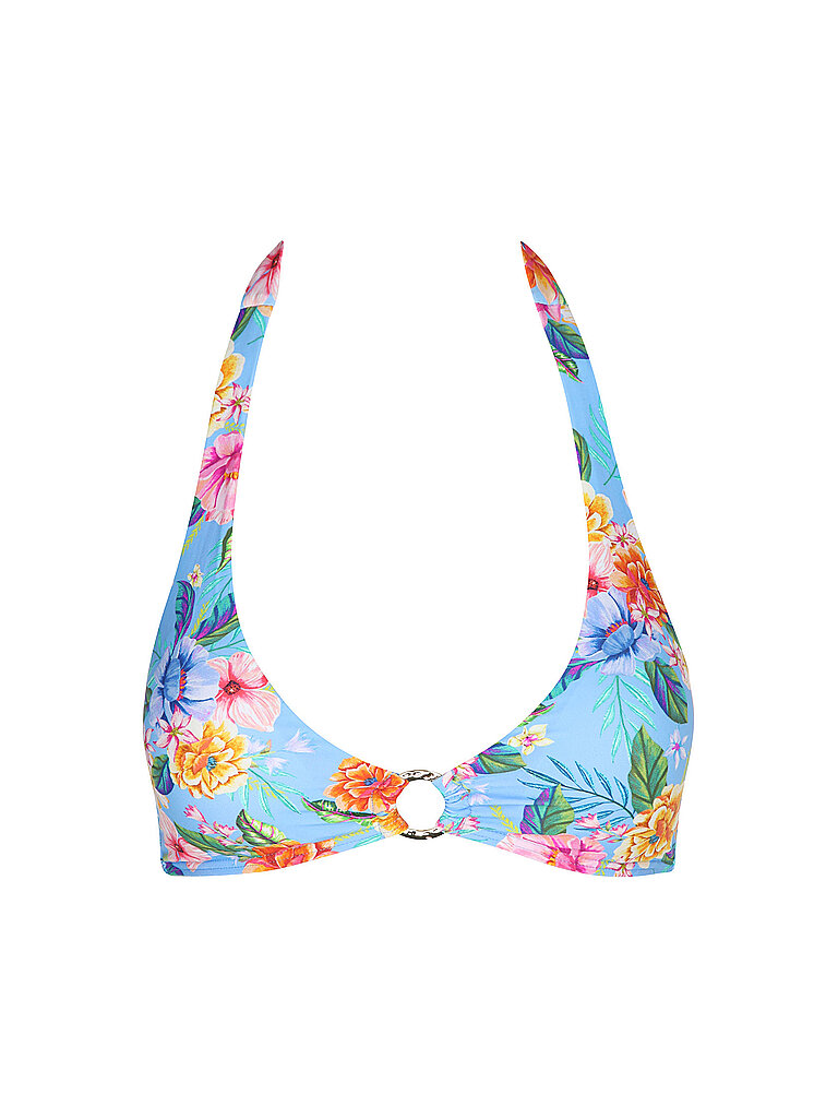 Top bikini da donna con anello e allacciatura al collo multicolore 42