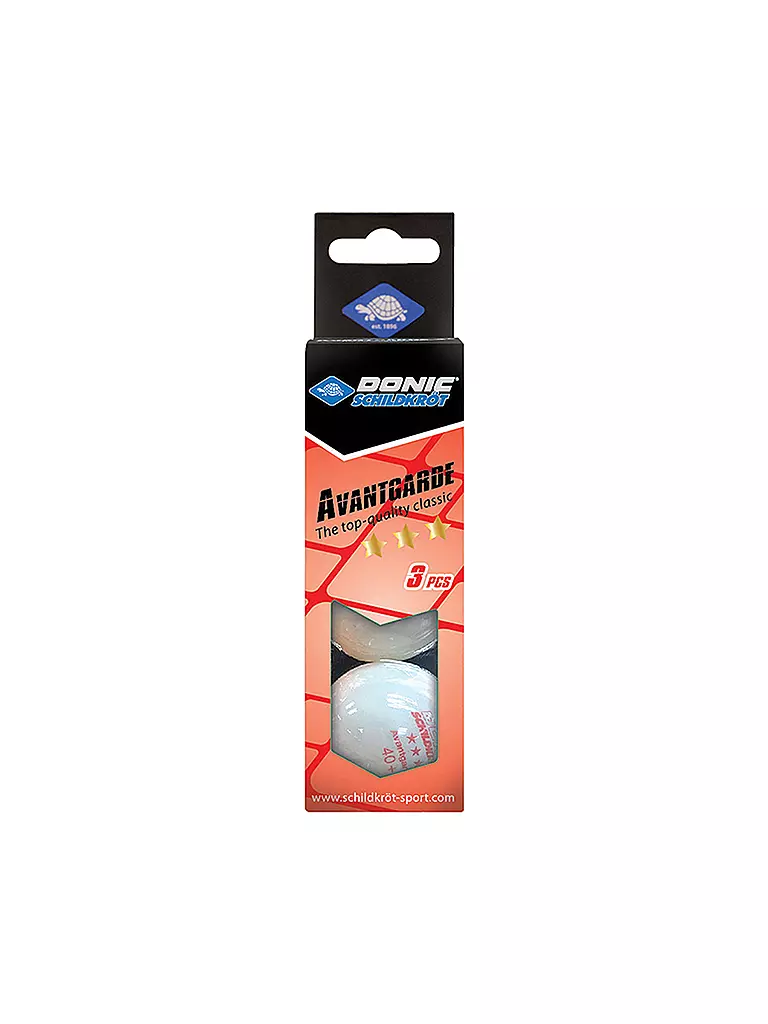 DONIC SCHILDKRÖT | Pallina da tennis tavolo 3 stelle Avantgarde Poly 40+, 3 pz. BIANCO | Bianco