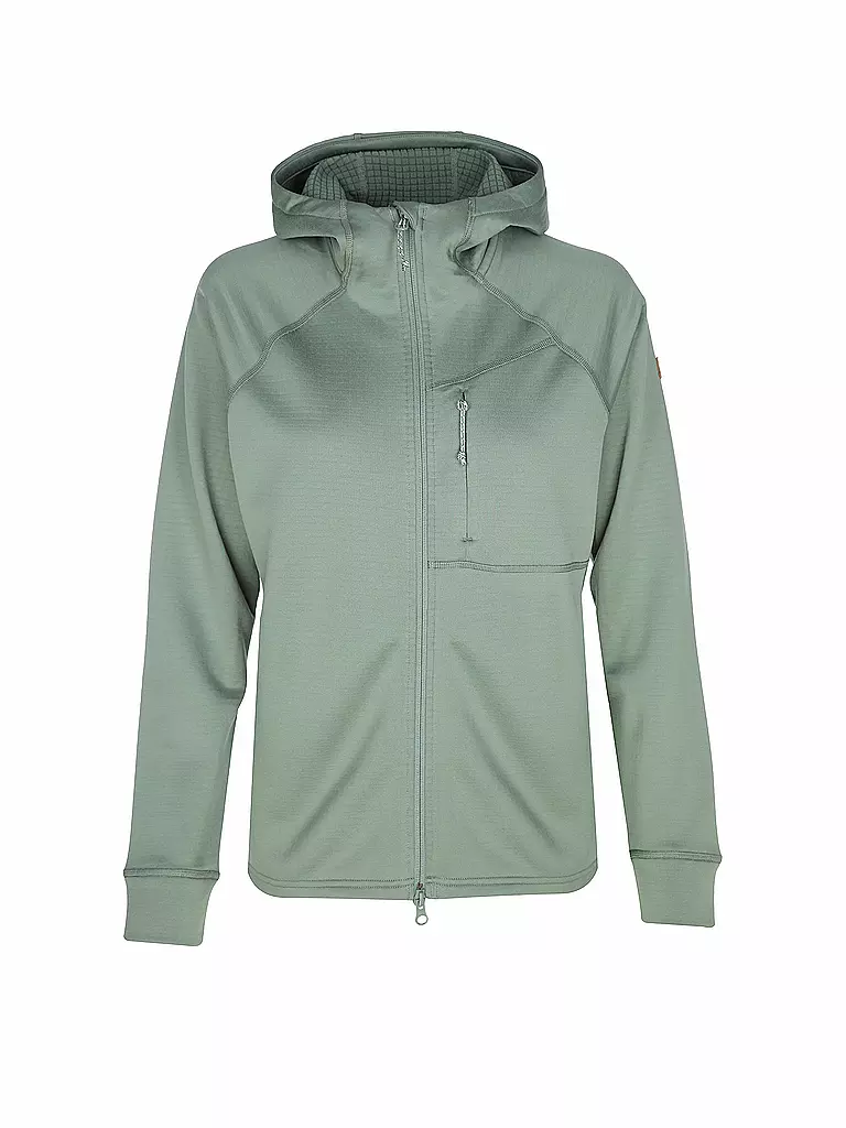 FJÄLLRÄVEN | Damen Fleecejacke Abisko Grid Fleece Hoodie | Verde chiaro