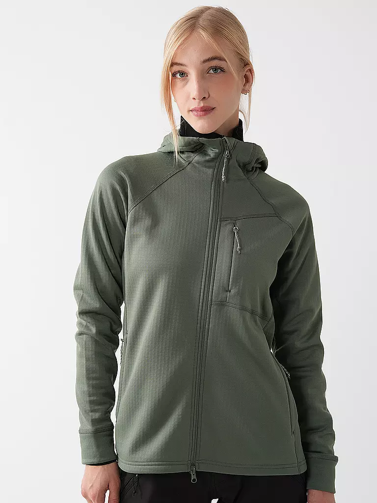 FJÄLLRÄVEN | Damen Fleecejacke Abisko Grid Fleece Hoodie | Verde chiaro