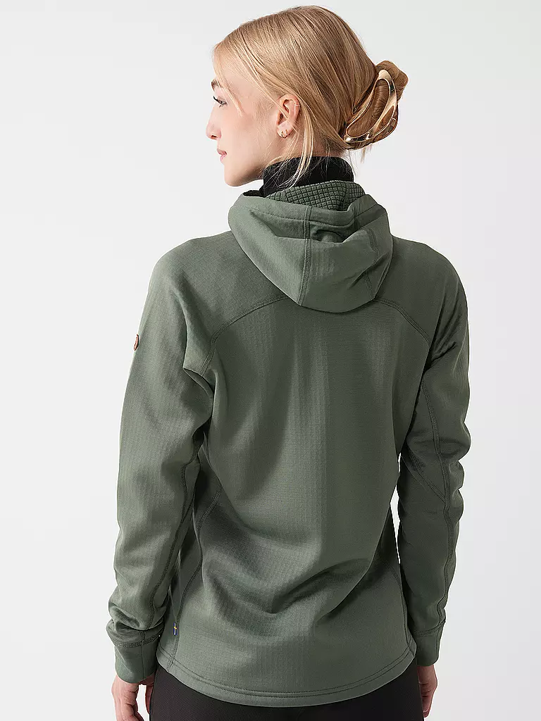 FJÄLLRÄVEN | Damen Fleecejacke Abisko Grid Fleece Hoodie | Verde chiaro