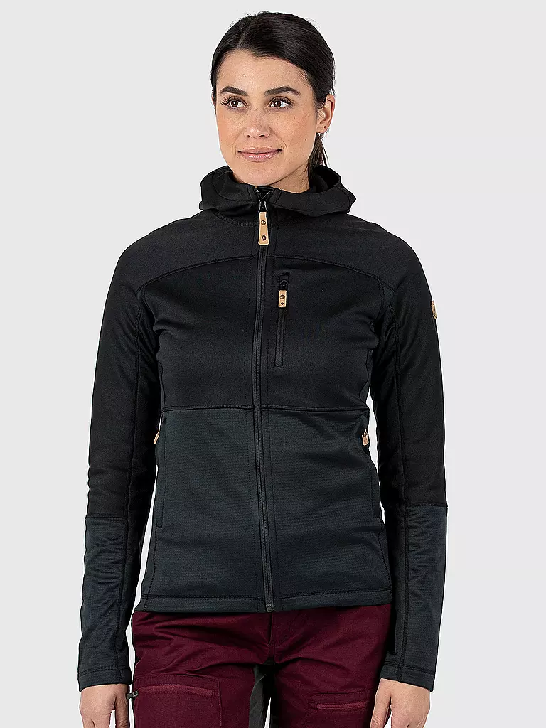 FJÄLLRÄVEN | Giacca in pile da donna Abisko Trail con cappuccio | Nero