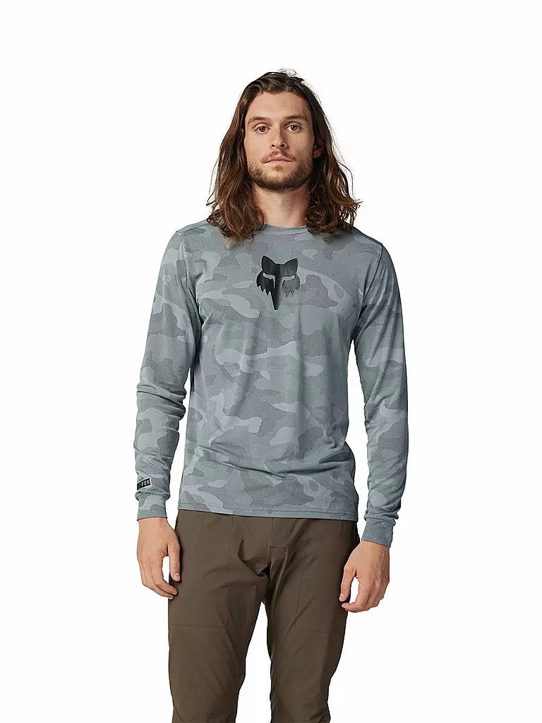 FOX | Herren Radshirt  Langarm-Jersey Ranger TruDri™ | Grigio chiaro