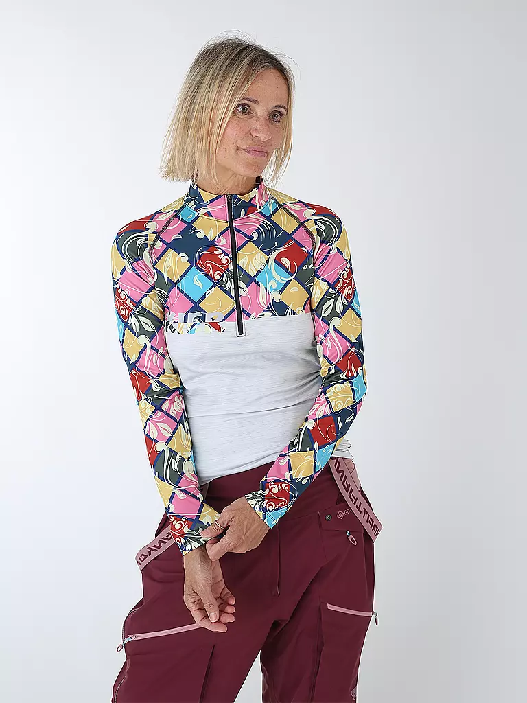 FREISEIN | Zipshirt intimo da donna per sci e montagna | Grigio chiaro