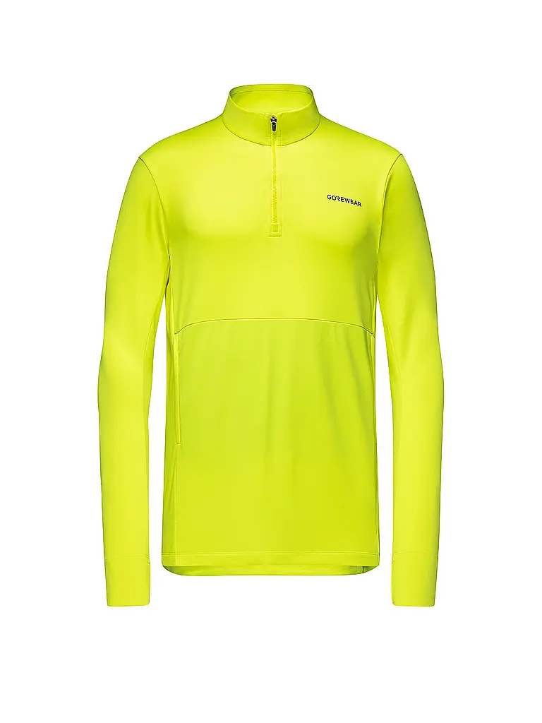 GOREWEAR | Maglia da running termica da uomo per allenamento con zip da 1/4 | Giallo