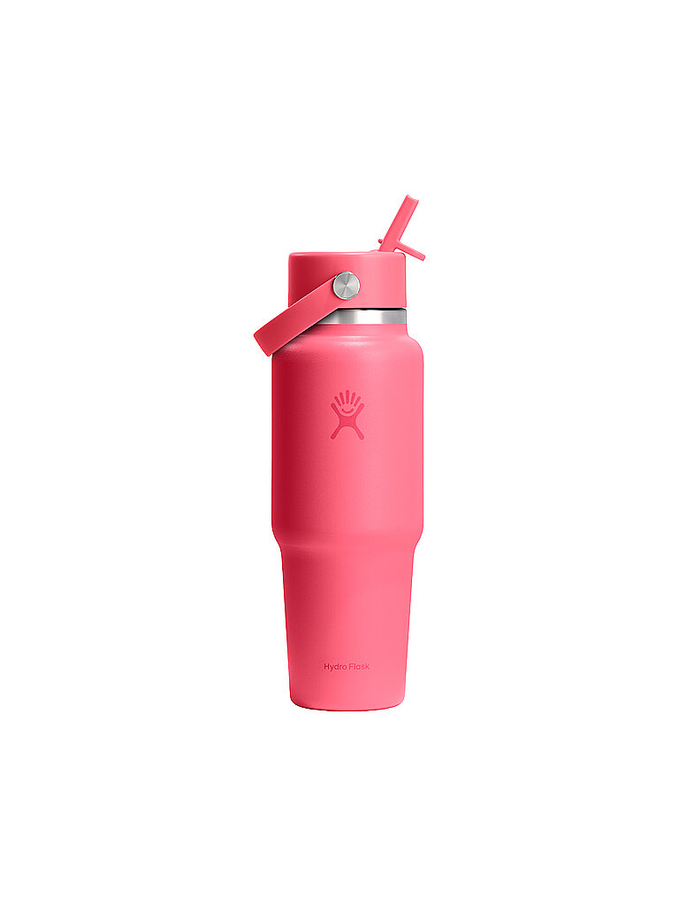 Borraccia 32oz Wide Mouth Travel Bottle con tappo Flex Straw rosa