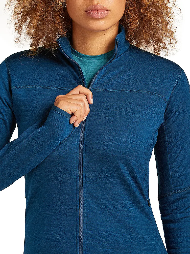 ICEBREAKER | Giacca in pile da donna Real Fleece 300 Merino | Blu scuro