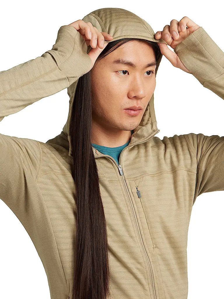 ICEBREAKER | Giacca in pile da uomo Real Fleece 300 Merino con cappuccio | Beige