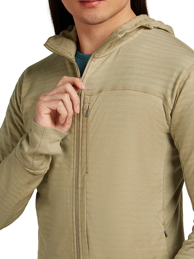 ICEBREAKER | Giacca in pile da uomo Real Fleece 300 Merino con cappuccio | Beige