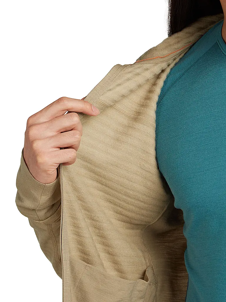 ICEBREAKER | Giacca in pile da uomo Real Fleece 300 Merino con cappuccio | Beige