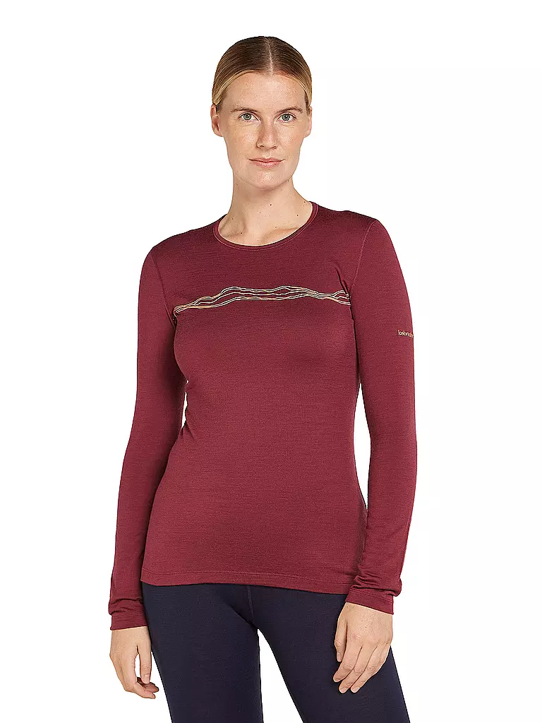 ICEBREAKER | Maglietta funzionale da donna Mountain Pulse 200 | Rosso scuro