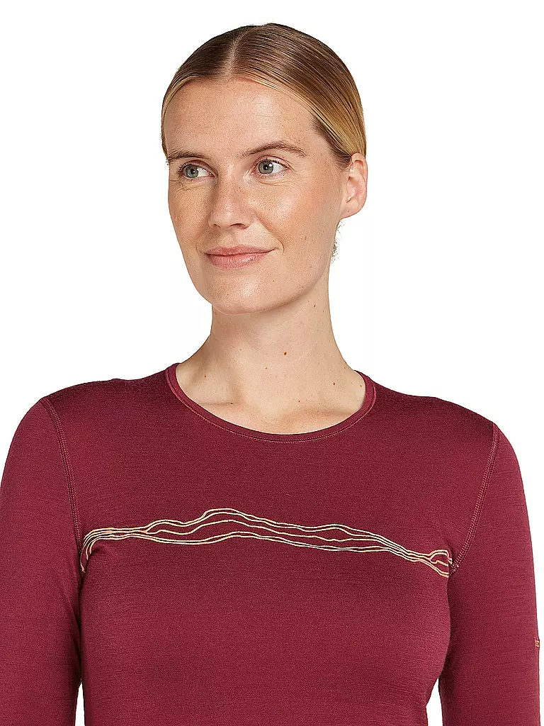 ICEBREAKER | Maglietta funzionale da donna Mountain Pulse 200 | Rosso scuro