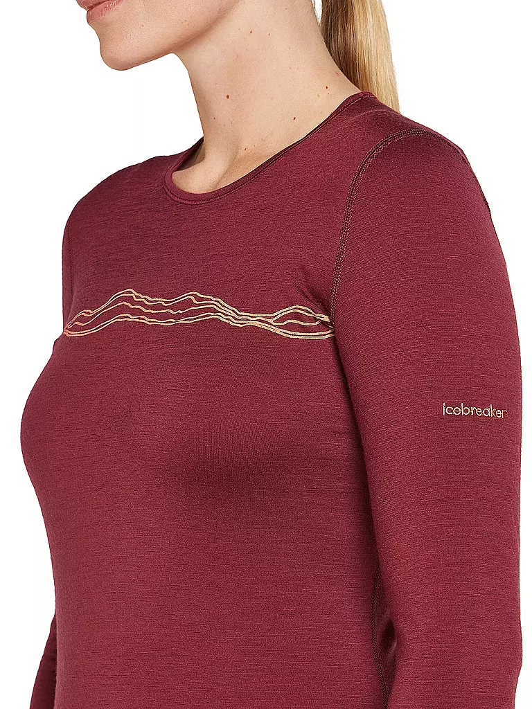 ICEBREAKER | Maglietta funzionale da donna Mountain Pulse 200 | Rosso scuro