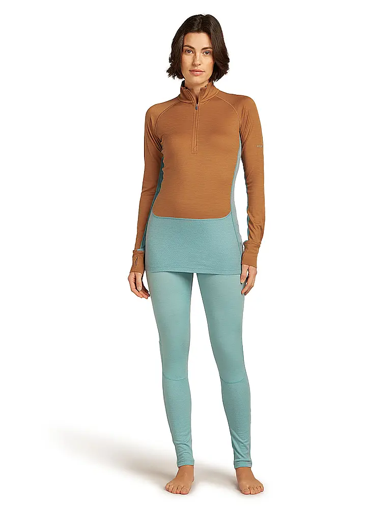 ICEBREAKER | Zipshirt intimo da donna 200 ZoneKnit™ Merino | Marrone chiaro