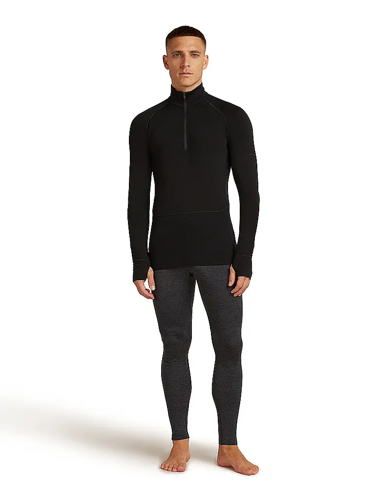 ICEBREAKER | Zipshirt intimo da uomo 200 Merino ZoneKnit | Nero