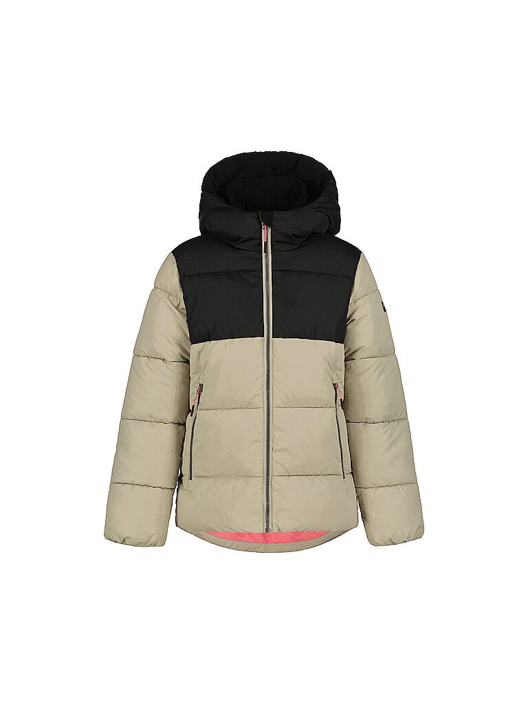 Giacca invernale da ragazza Kirn con cappuccio e stampa beige 164