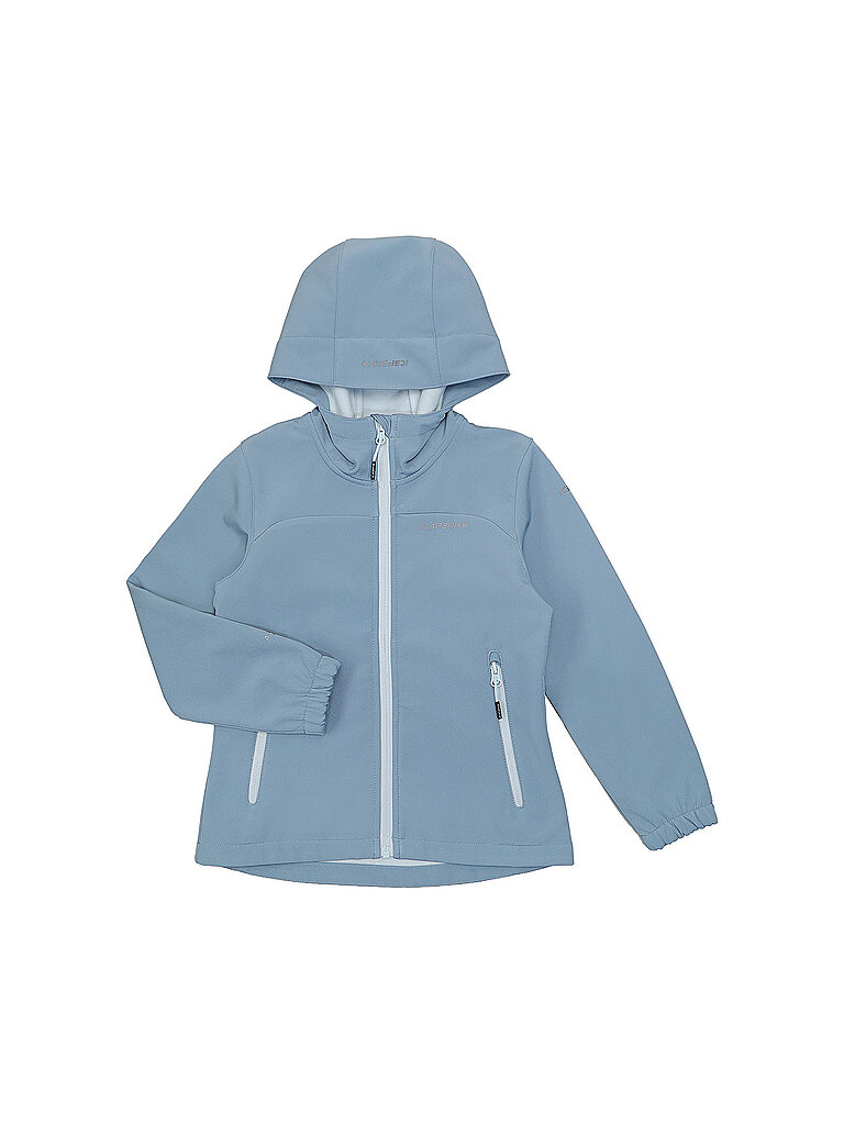 Giacca softshell da ragazza Korby Jr con cappuccio azzurro 116