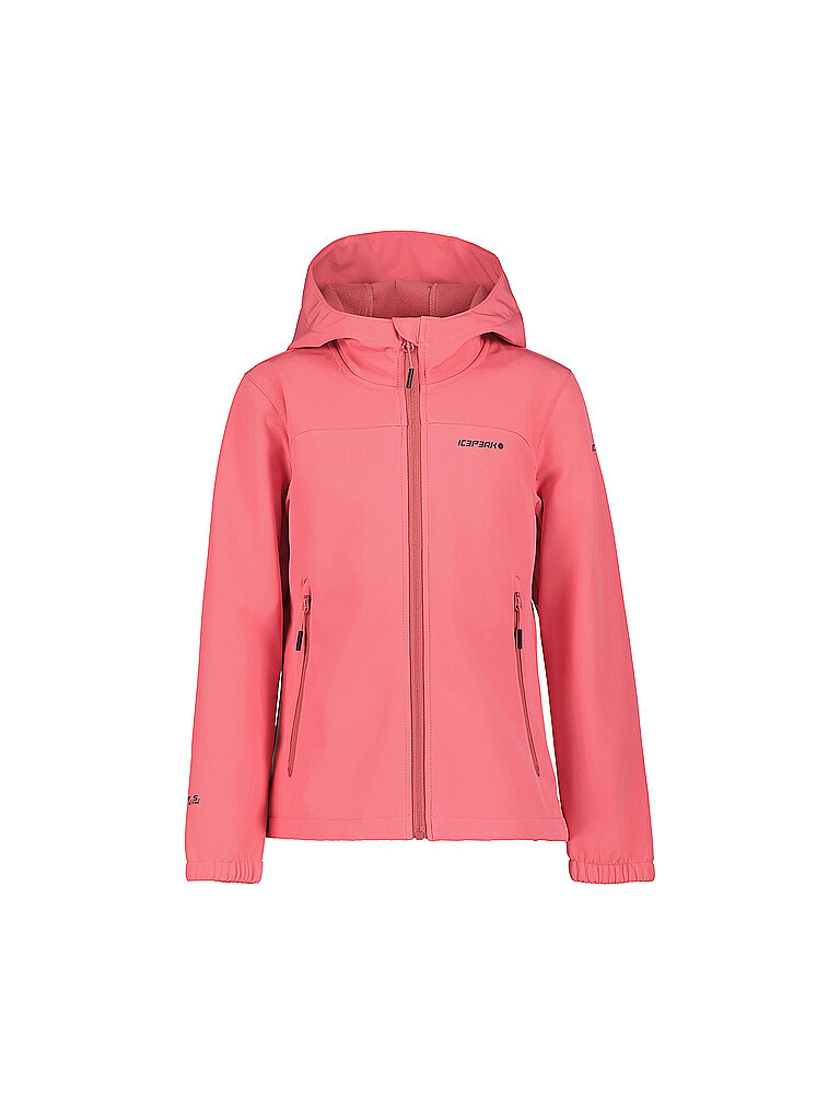Giacca softshell da ragazza Korby Jr con cappuccio corallo 164
