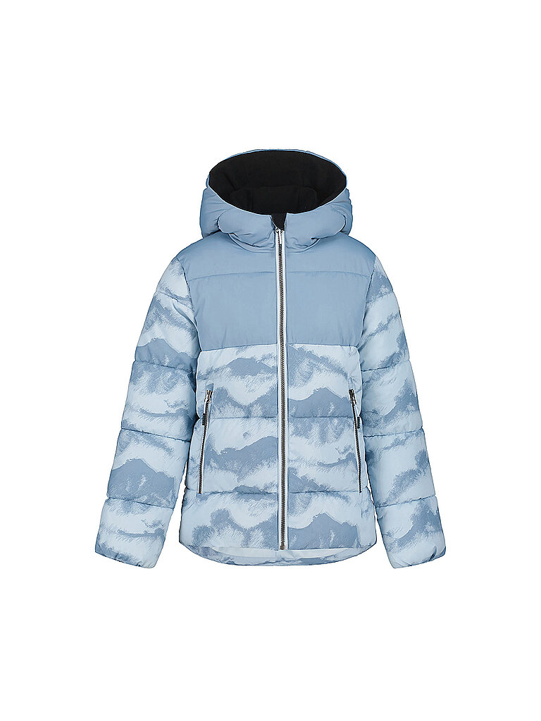 Giacca invernale da ragazza Kirn con cappuccio stampato azzurro 164