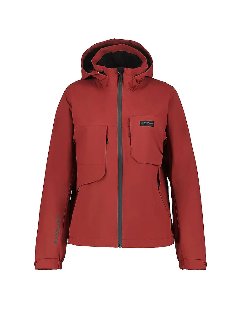 ICEPEAK | Giacca da trekking da donna Brilliant Shell con cappuccio | Rosso scuro