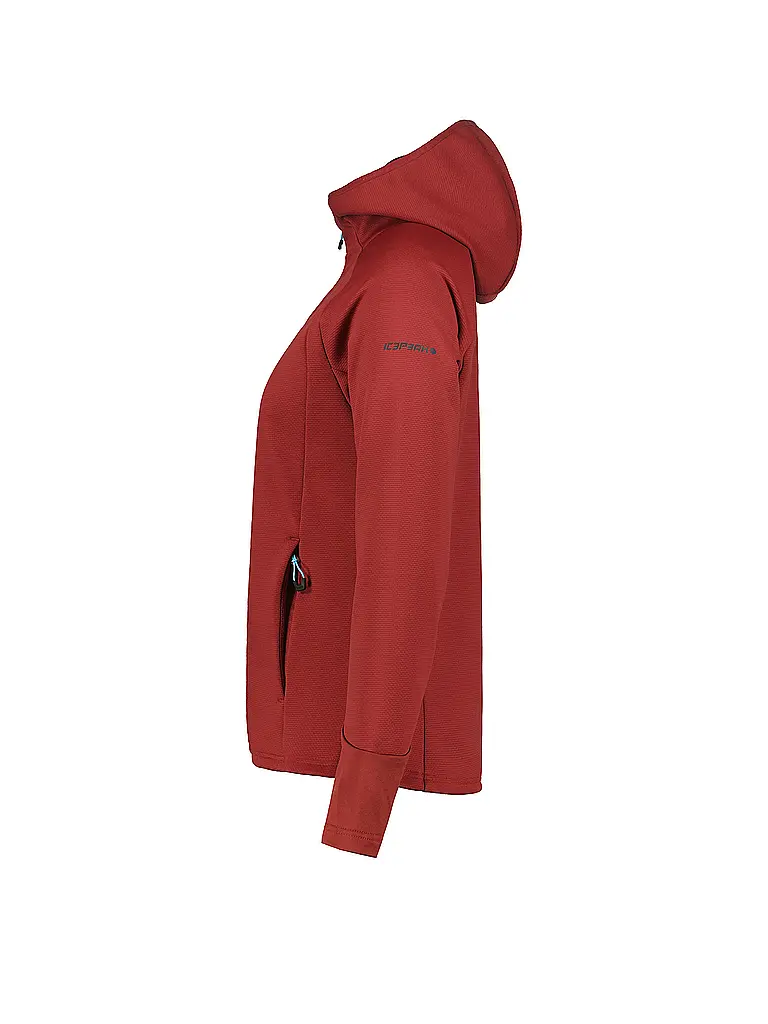 ICEPEAK | Giacca in pile da donna Dahlen con cappuccio | Rosso scuro