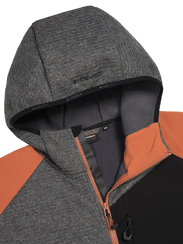 ICEPEAK | Giacca in pile da uomo per escursioni Danfort con cappuccio | Arancione