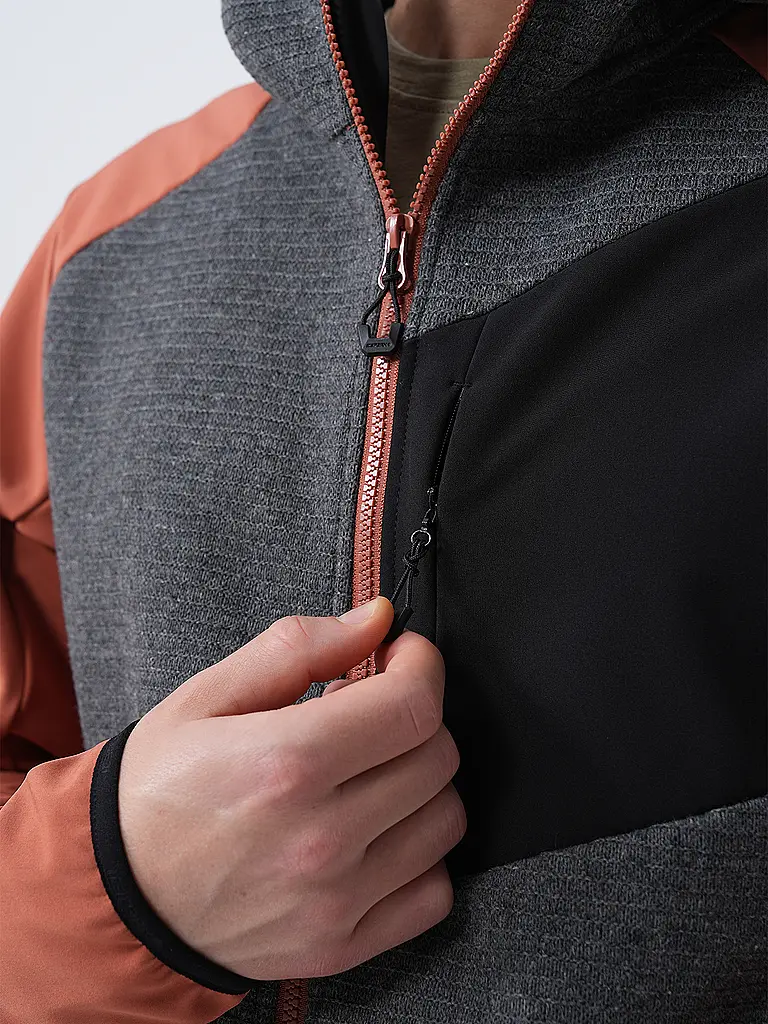 ICEPEAK | Giacca in pile da uomo per escursioni Danfort con cappuccio | Arancione