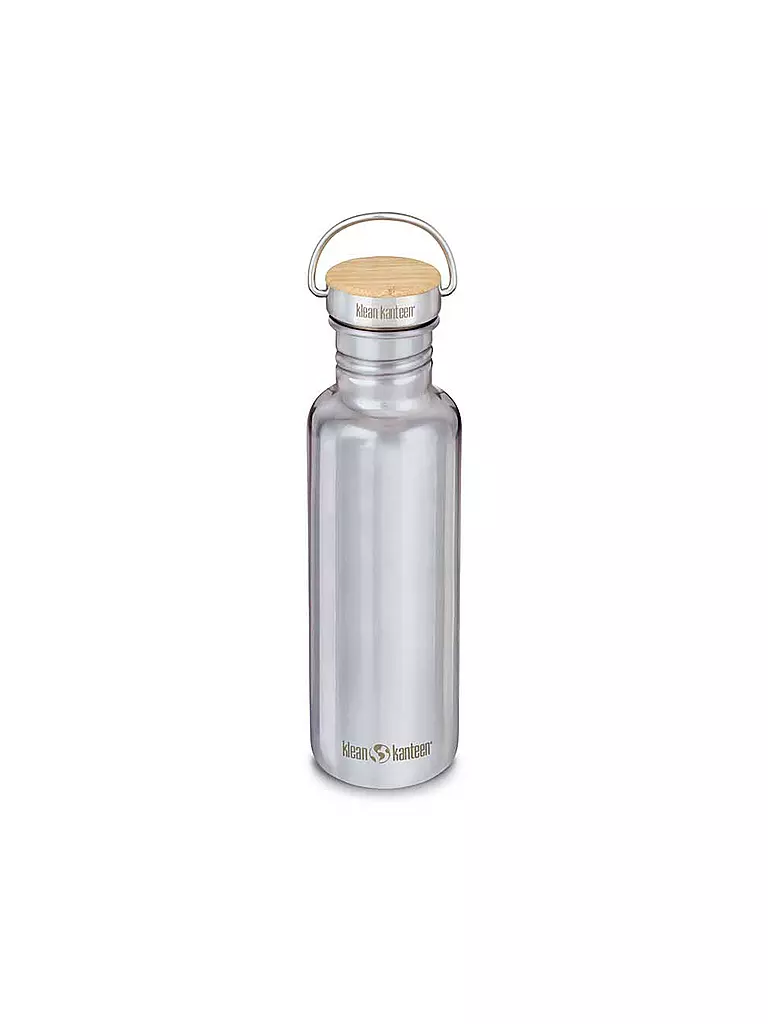 KLEAN KANTEEN | Borraccia in acciaio inossidabile Reflect 800ml Tappo a vite in bambù Acciaio inossidabile a specchio | Argento
