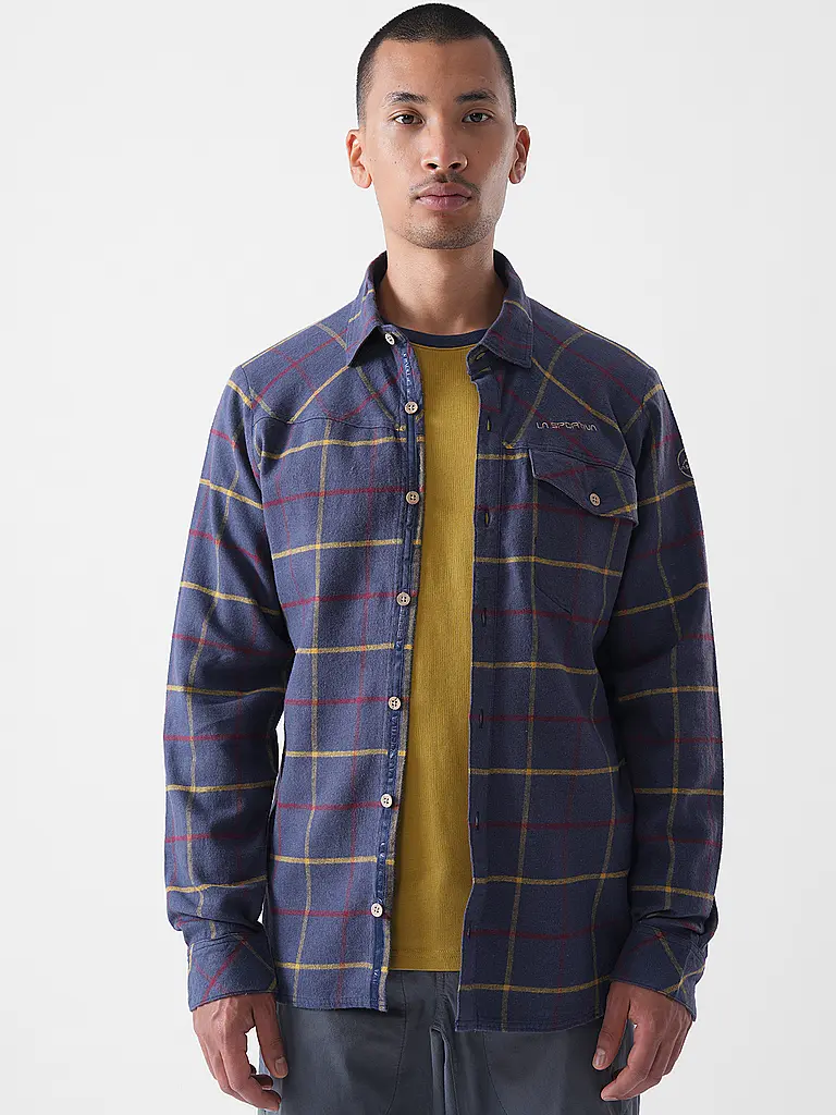LA SPORTIVA | Camicia da arrampicata da uomo Rambler Flannel | Blu scuro