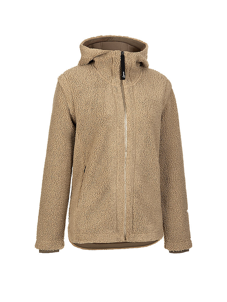 Giacca in pile da donna Sabine con cappuccio cammello 42