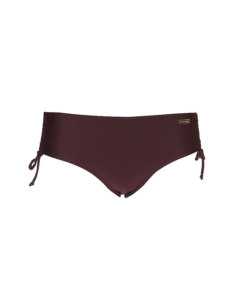 Slip bikini da donna con arricciatura rosso scuro 42