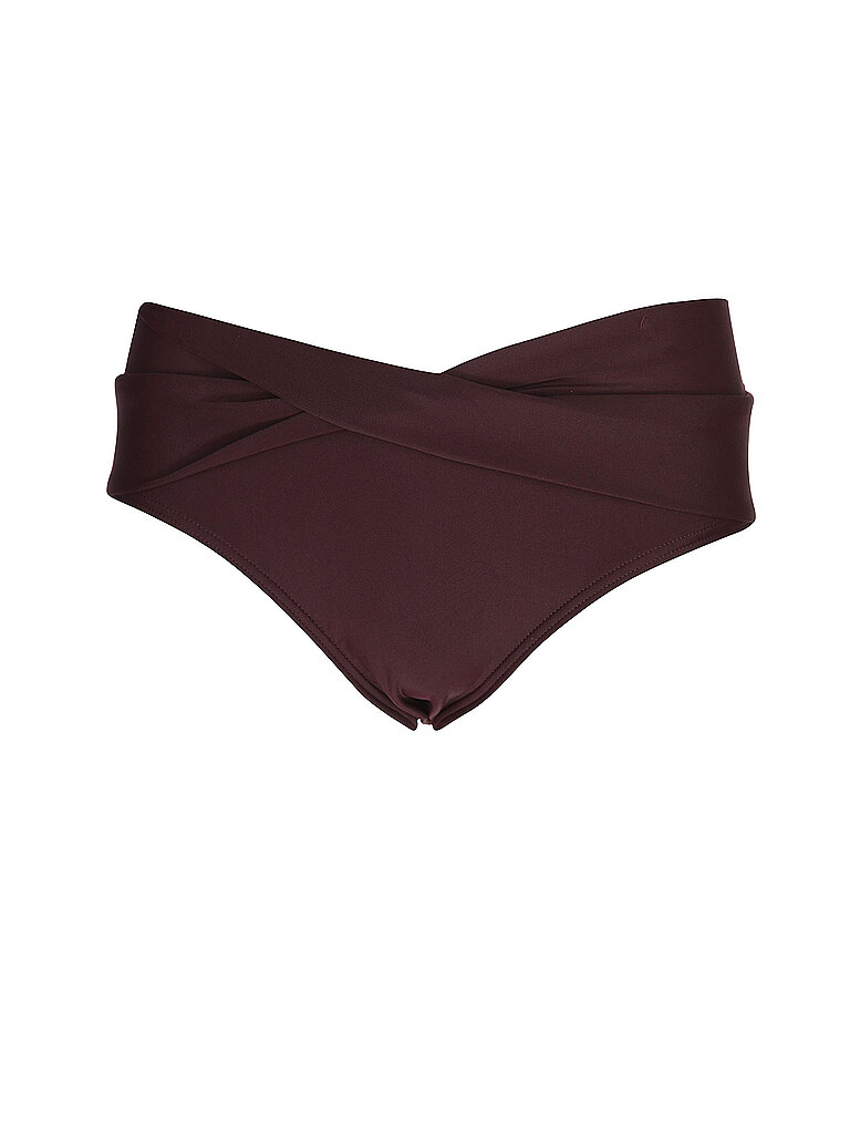 Slip bikini da donna con risvolto rosso scuro 42