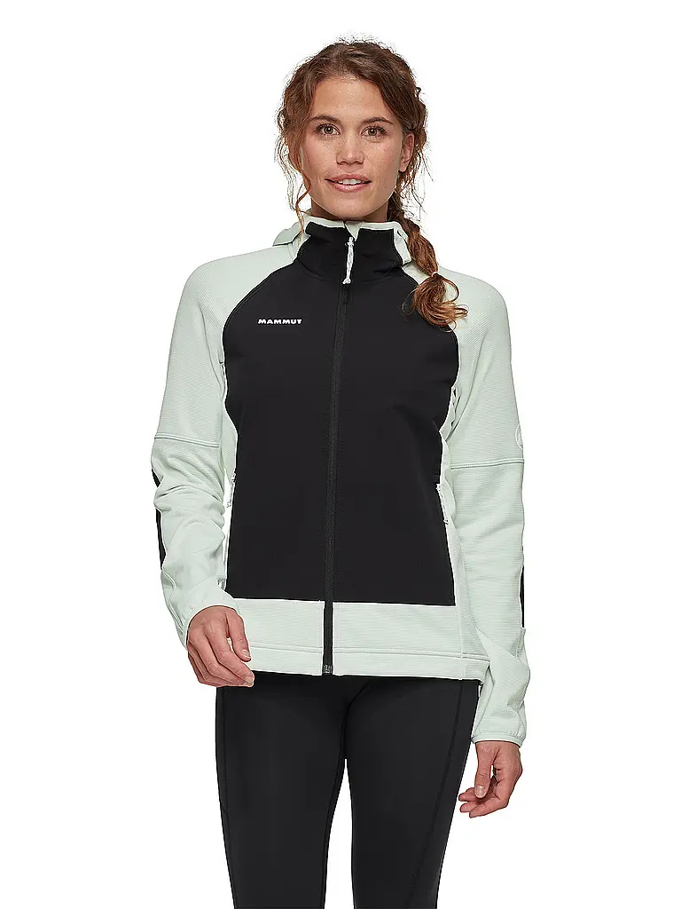 MAMMUT | Giacca in pile da donna Massone con cappuccio | Verde chiaro