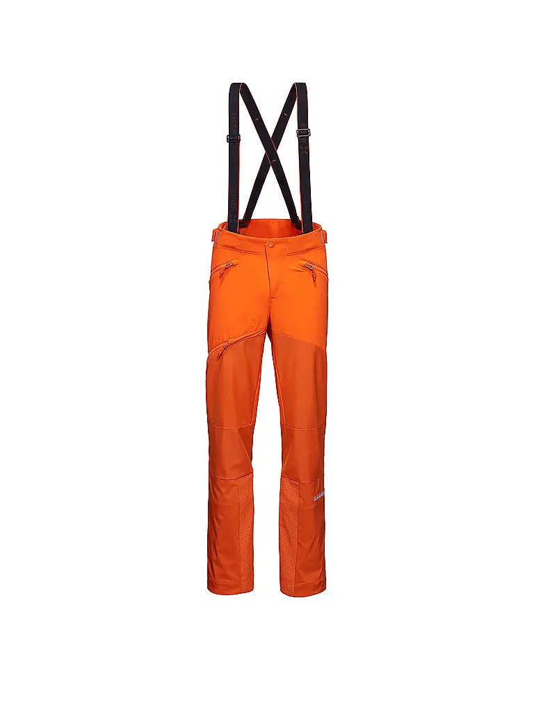 MAMMUT | Pantaloni da uomo softshell da alpinismo Eiger Nordwand Pro con bretelle | Arancione