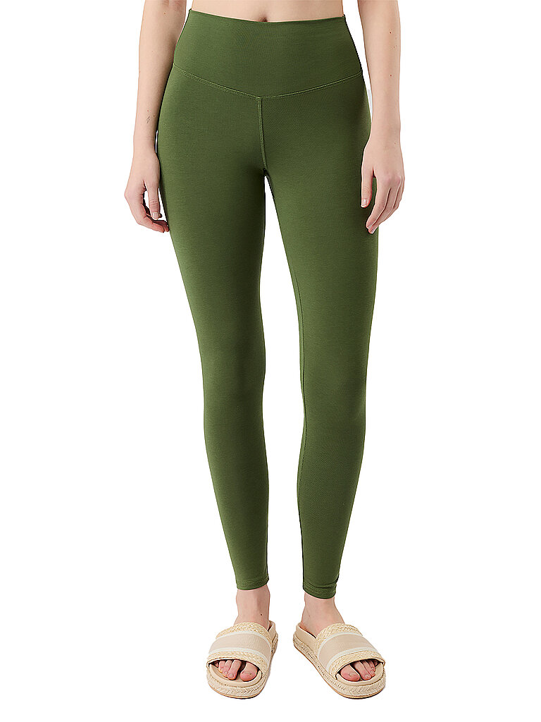 Yogatight da donna a vita alta, lunghezza totale verde scuro XS