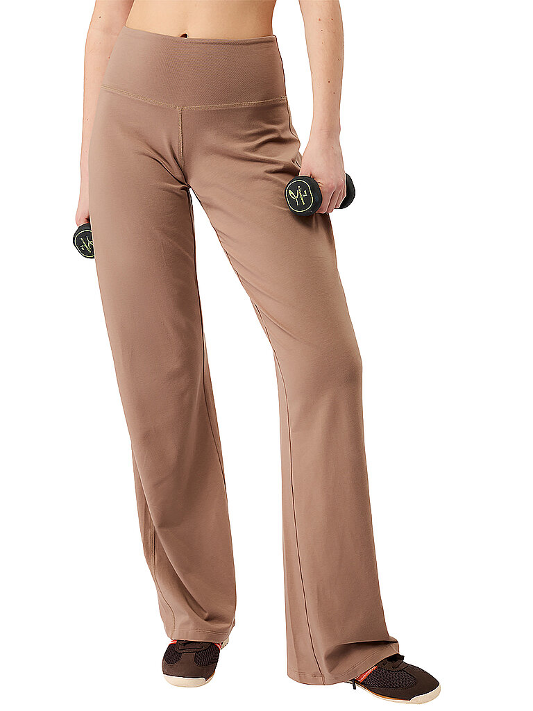 Pantaloni da yoga da donna a gamba larga marrone chiaro S
