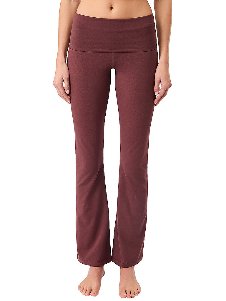 Pantaloni da Yoga da Donna Classici con Risvolto rosso scuro L