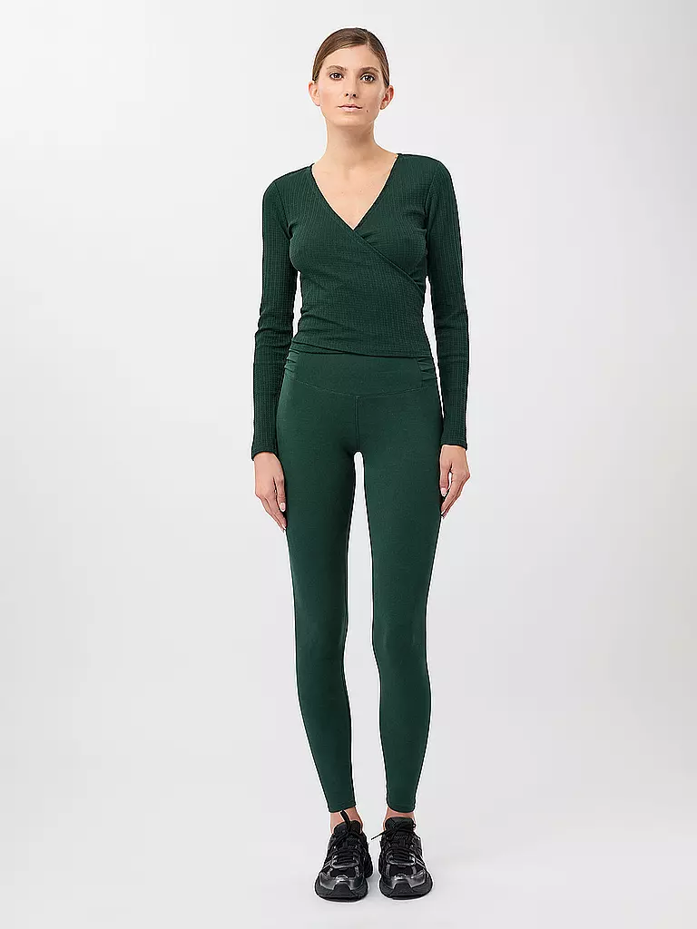 MANDALA | Damen Wickelweste Wrap Claire | Verde scuro