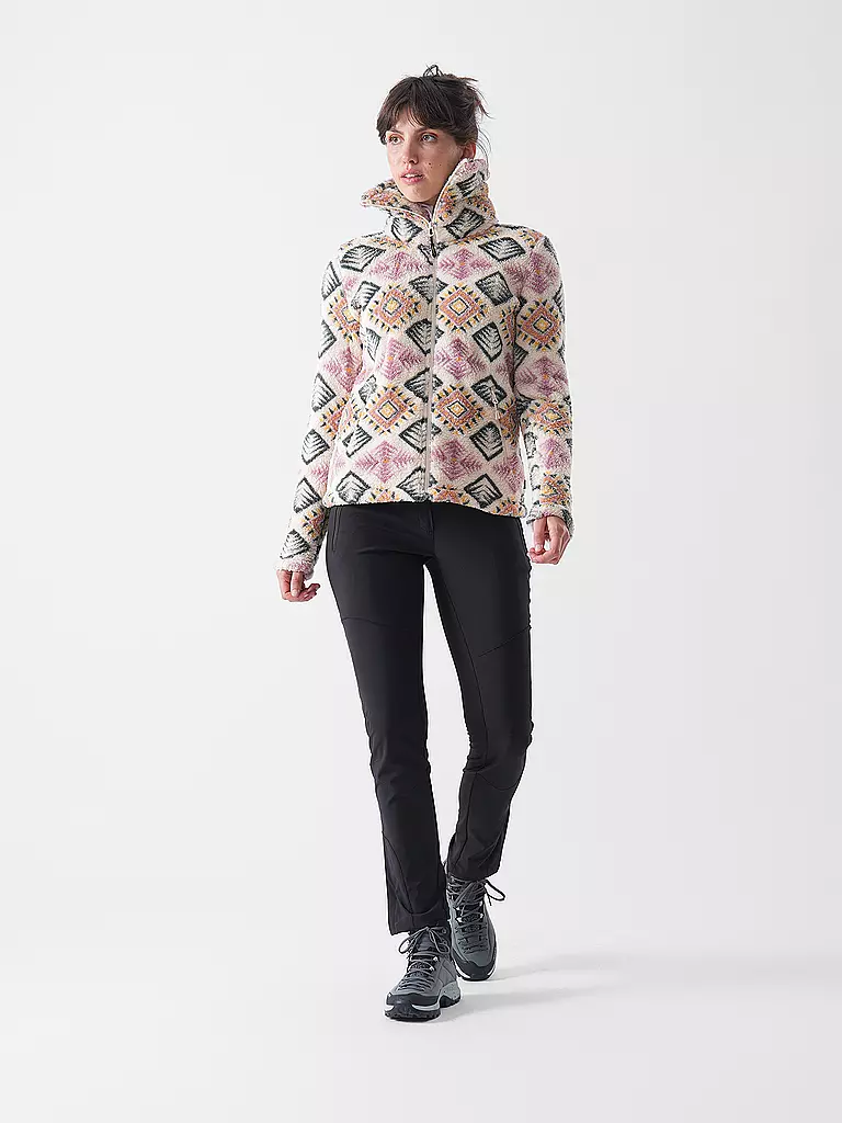 MERU | Giacca in pile da donna Kurgan Print | Verde scuro