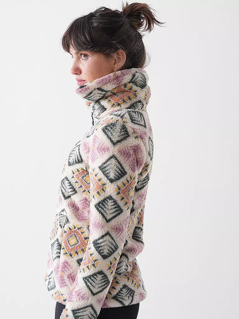 MERU | Giacca in pile da donna Kurgan Print | Verde scuro