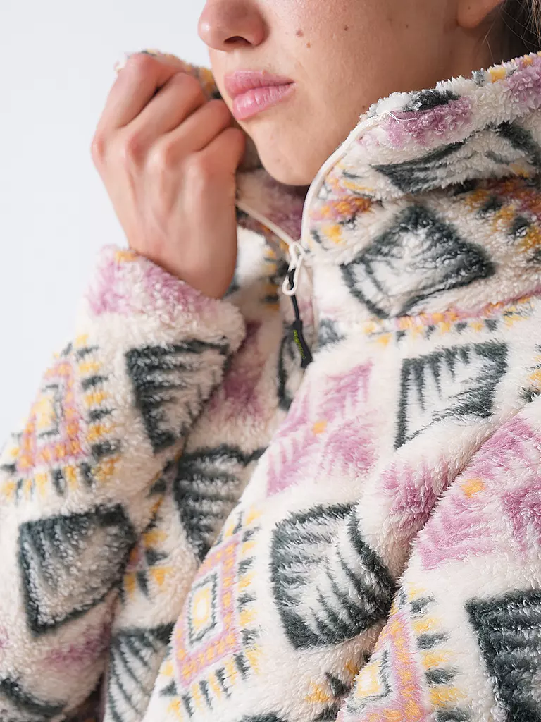 MERU | Giacca in pile da donna Kurgan Print | Verde scuro