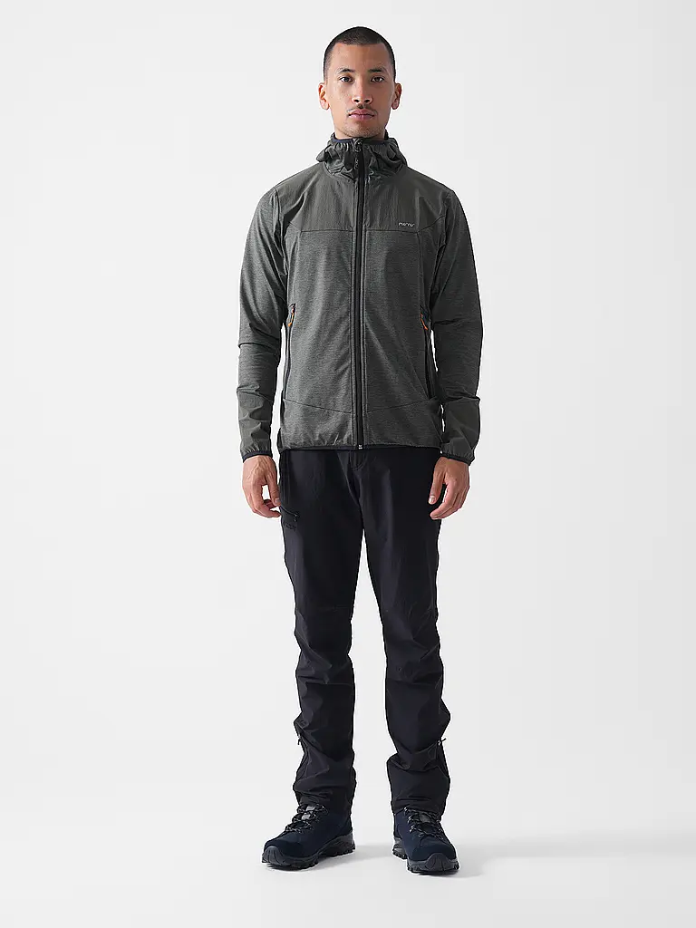 MERU | Giacca in pile da uomo Faxe Powerstretch con cappuccio | Verde scuro
