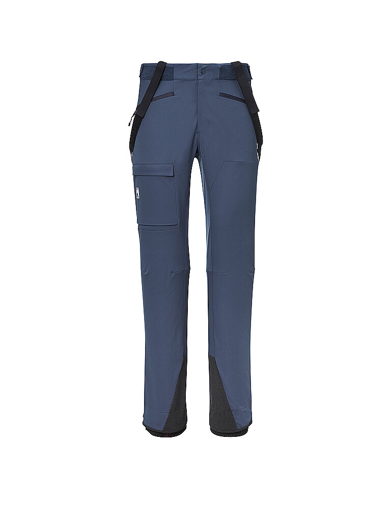 Pantaloni da uomo softshell da alpinismo Kamet Shield con bretelle blu L
