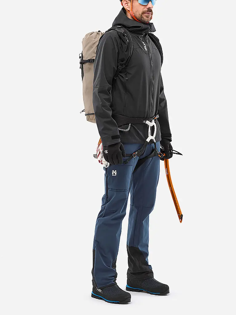 MILLET | Pantaloni da uomo softshell da alpinismo Kamet Shield con bretelle | Blu scuro