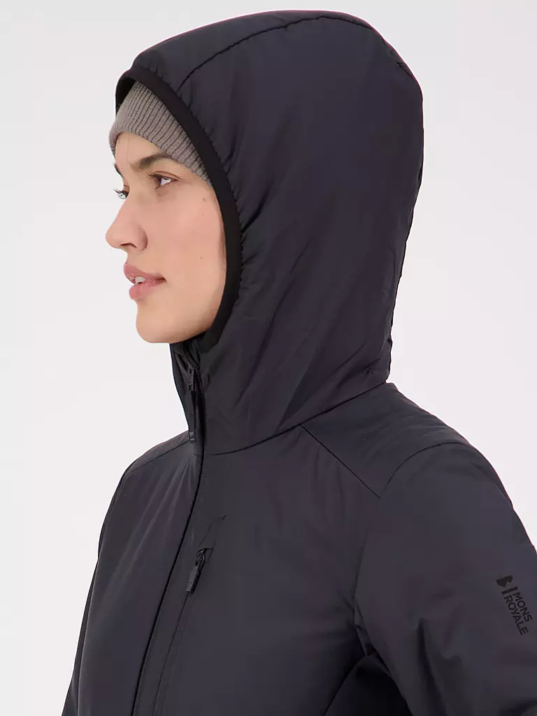 MONS ROYALE | Damen Isojacke Arete Wool Hoodie | Nero