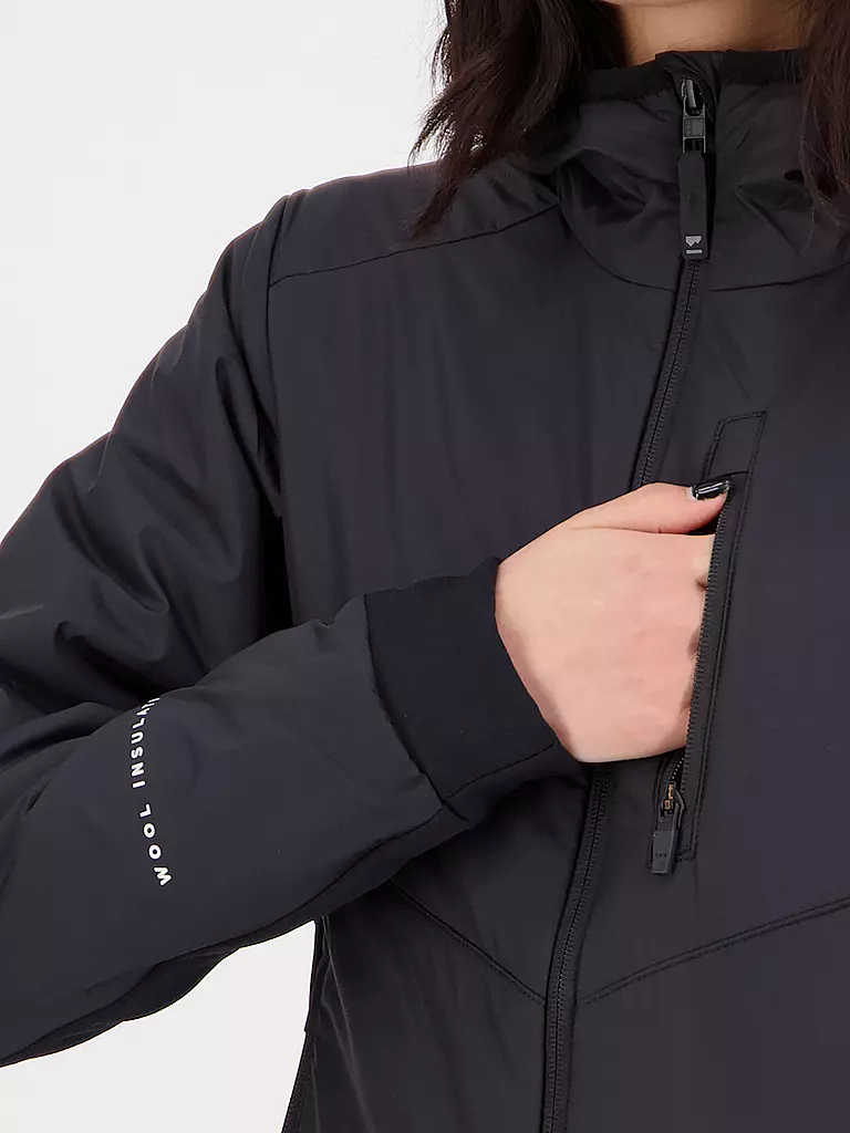 MONS ROYALE | Damen Isojacke Arete Wool Hoodie | Nero